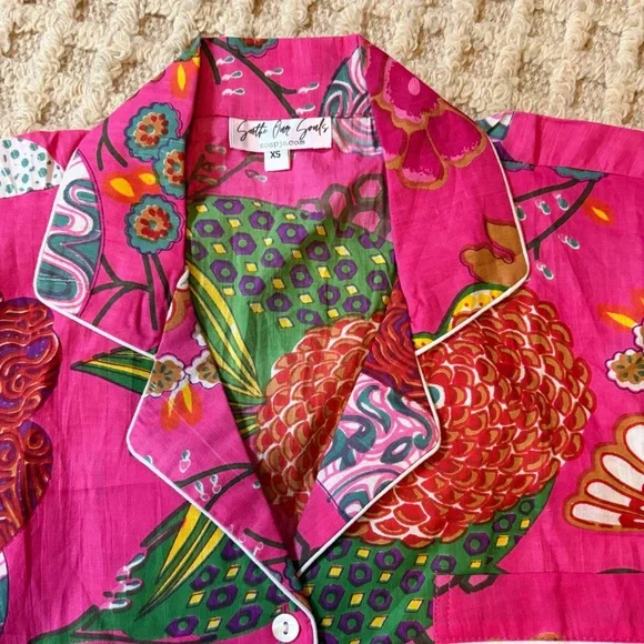 Soothe our Soul 100% Cotton Bright Color Patterned Short Sleeve Shorts PJ set XS - Picture 7 of 9